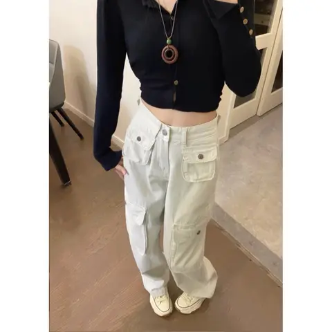 Celana Cargo Wanita Highwaist Kekinian - Cargo Jeans Wanita - Celana Panjang Cargo Wanita foto 3