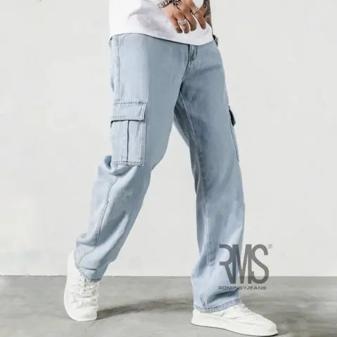 Celana Jeans Pria Cargo Loose Fit Korea Style produk Best Seller foto 4