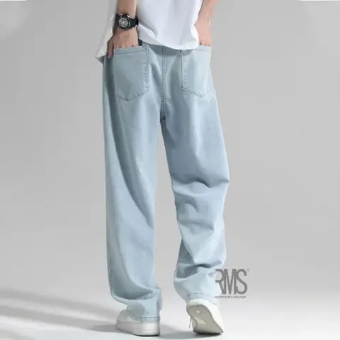 Celana Jeans Pria Panjang Original - Celana Kulot Pria Pinggang Tali Model Korean Style foto 3
