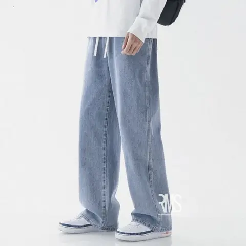 Celana Jeans Pria Panjang Original - Celana Kulot Pria Pinggang Tali Model Korean Style foto 4