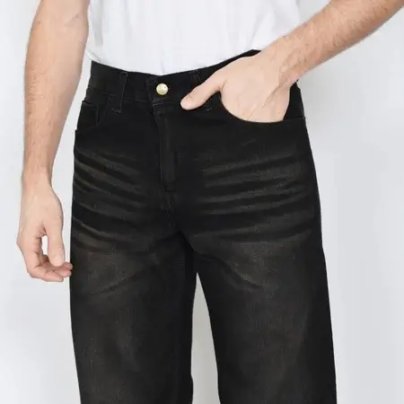 Celana Jeans Pria Panjang Straight Pants Reguler Fit Korea Style Baggy Jeans foto 2