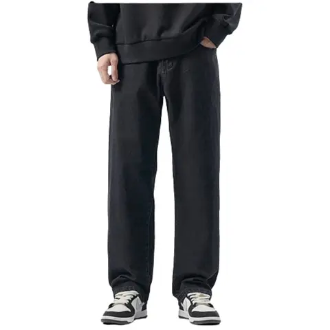 Celana Jeans Pria Panjang Straight Pants Reguler Fit Korea Style Baggy Jeans foto 4