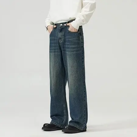 Foto produk Celana Jeans Pria Standar Panjang Loose Pants Cowok Jumbo Denim Biru Hitam Kekinian, kategori Jeans Panjang Rominsy Jeans