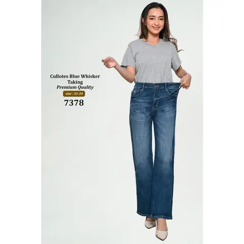 Celana Panjang Kulot Miss 2000 Blue Whisker Taking Premium Warna Biru 7378 - Tampilan 1