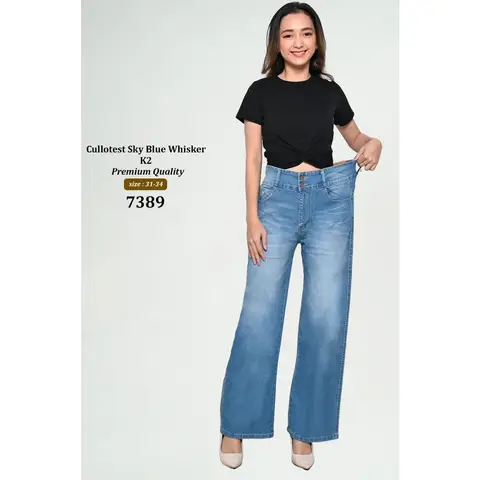 Celana Panjang Kulot Miss 2000 Sky Blue Whisker K2 Premium Quality 7389 - Tampilan 1