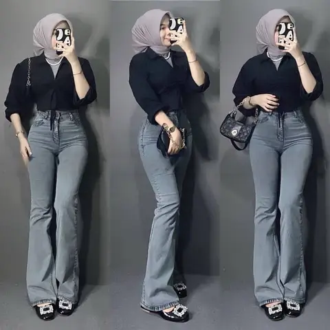 Foto produk Cutbray Jeans Wanita Celana Jeans Wanita Highwaist Stretch Melar Celana Jeans Cutbray Korean Style, kategori Jeans Panjang Rominsy Jeans