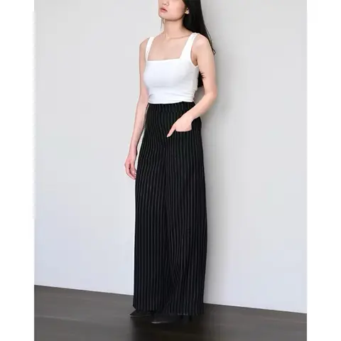 Elora Pants - Celana Kantor Wanita - Loose Pants Stripe Trouser Wanita - Celana Kulot Wanita Highwaist foto 2