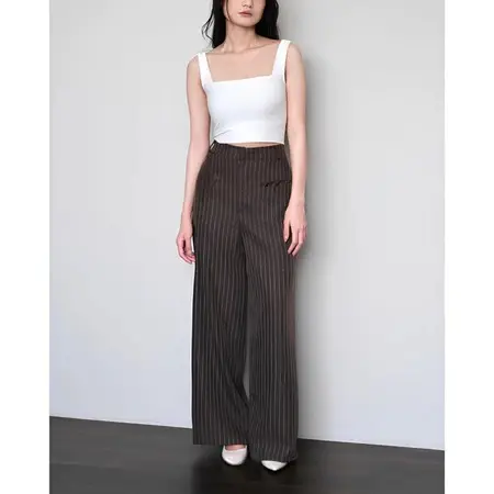 Foto produk Elora Pants - Celana Kulot Wanita Highwaist Loose Pants Stripe Trouser Wanita - Celana Kantor Wanita, kategori Chinos Rominsy Jeans