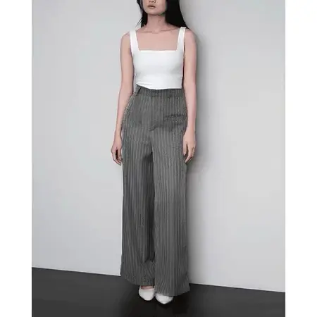 Elora Pants - Celana Kulot Wanita Highwaist Loose Pants Stripe Trouser Wanita - Celana Kantor Wanita foto 2