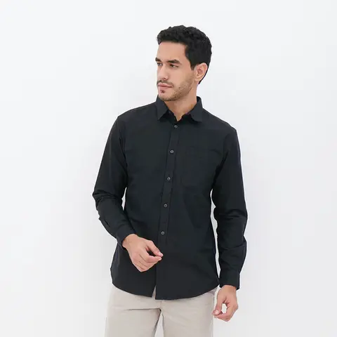 Foto produk Emba Classic-Squad LS Kemeja Pria Lengan Panjang warna Hitam, kategori Kaos Rominsy Jeans