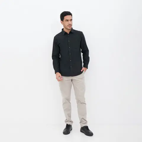 Emba Classic-Squad LS Kemeja Pria Lengan Panjang warna Hitam foto 4