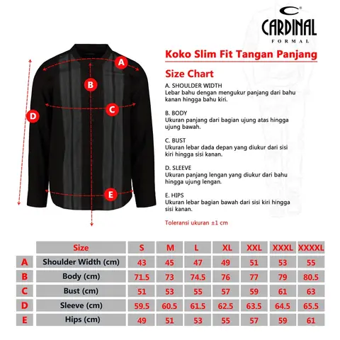 Kemeja Koko Lengan Panjang Cardinal F0493J05A 100% ORIGINAL foto 3