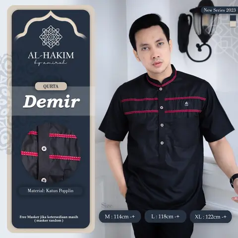KURTA DEWASA BAJU KURTA DEWASA LENGAN PENDEK BAJU KOKO PRIA BY AL-HAKIM foto 3