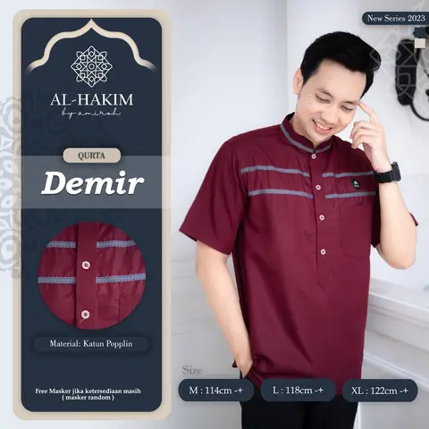 KURTA DEWASA BAJU KURTA DEWASA LENGAN PENDEK BAJU KOKO PRIA BY AL-HAKIM foto 4