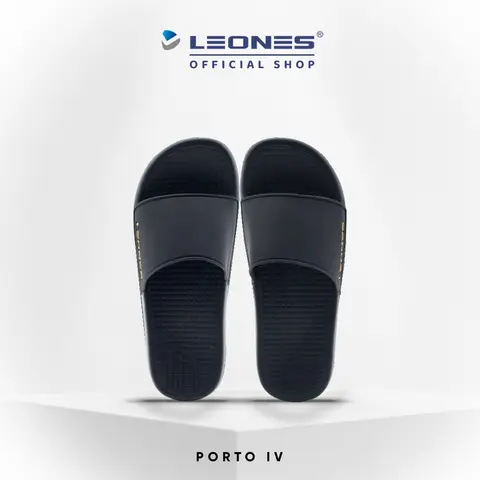 Leones Sandal Slip On Pria Porto IV Black 100% ORIGINAL - Tampilan 1