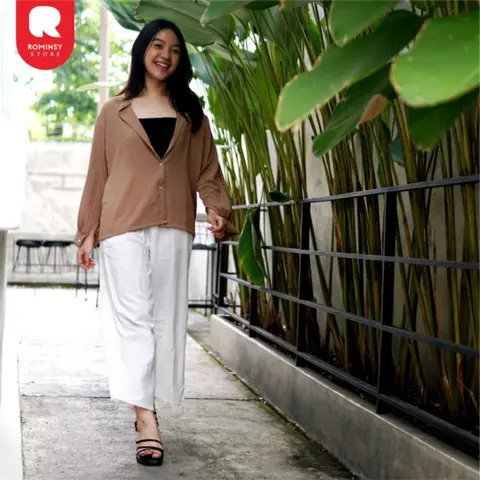MOXY BLOUSE CRINKLE PREMIUM KEMEJA WANITA FORMAL KERAH SANGHAI - BAJU ATASAN KERJA KALEM foto 2
