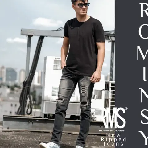ROMINSY JEANS - Celana Jeans Pria Ripped Style Korean Terbaru - Celana Jeans Bikers Ridder foto 3