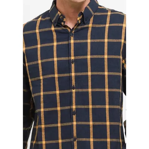 TRIPLE Kemeja Flanel Lengan Panjang Slim Fit (LS 456 YLW) - Yellow 100% Original foto 2