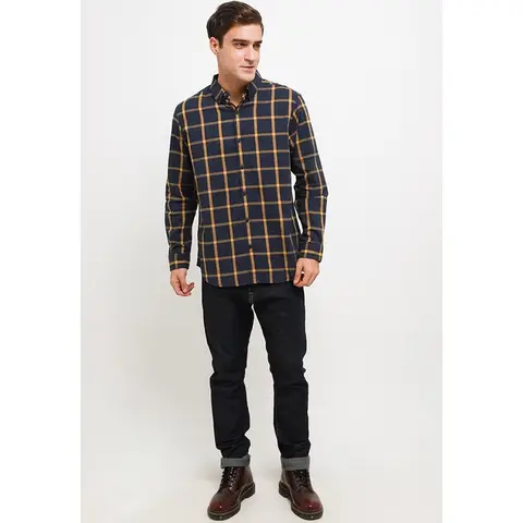 TRIPLE Kemeja Flanel Lengan Panjang Slim Fit (LS 456 YLW) - Yellow 100% Original foto 4