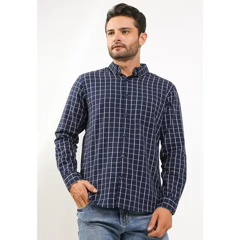 Foto produk TRIPLE Kemeja Flanel Lengan Panjang Slim Fit (LS 493 NVY) - Navy 100% Original, kategori Kaos Rominsy Jeans