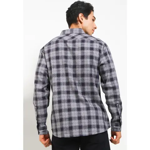 TRIPLE Kemeja Flanel Lengan Panjang Slimfit (LS 479 DGR) - Dark Grey foto 2