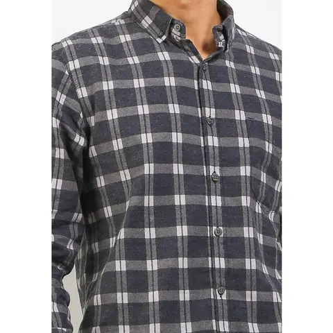TRIPLE Kemeja Flanel Lengan Panjang Slimfit (LS 498 DGR) - Dark Grey foto 4