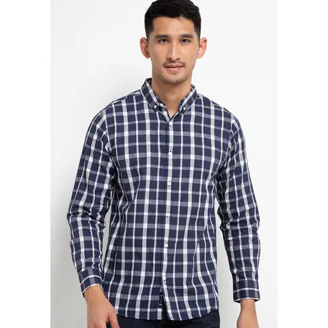 Foto produk TRIPLE Kemeja Lengan Panjang Slim Fit (LS 437 NVY) - Navy 100% Original, kategori Kaos Rominsy Jeans