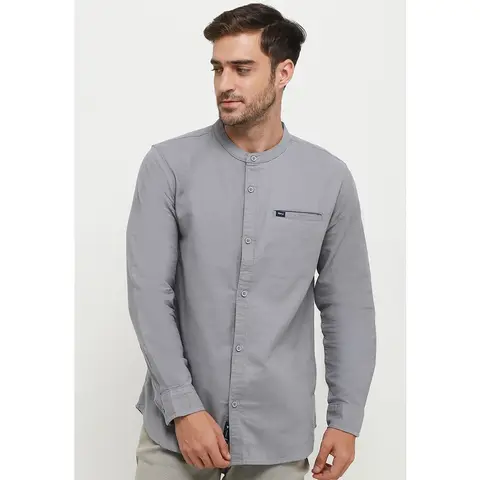 Foto produk TRIPLE Kemeja Lengan Panjang Slim Fit (LS MC 473 LGR)- Light Grey, kategori Kaos Rominsy Jeans