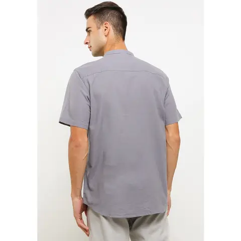 TRIPLE Kemeja Lengan Pendek Slim Fit (SS MC 473 LGR) - Light Grey foto 2