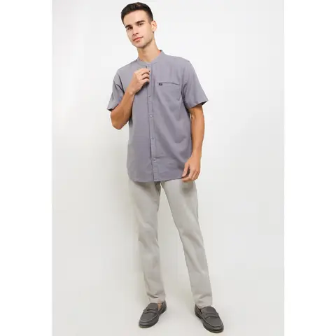 TRIPLE Kemeja Lengan Pendek Slim Fit (SS MC 473 LGR) - Light Grey foto 3