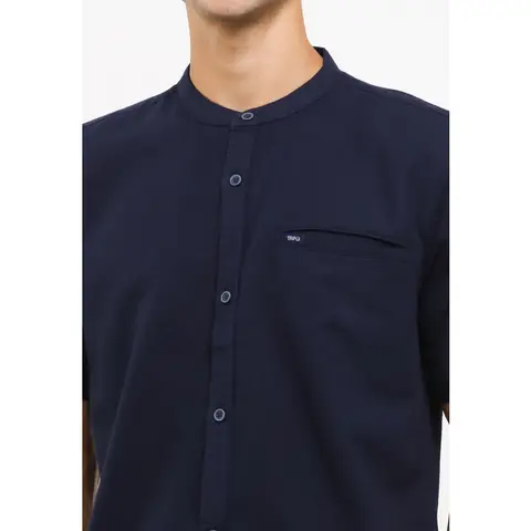 TRIPLE Kemeja Lengan Pendek Slim Fit (SS MC 473 NVY) - Navy 100% Original foto 4