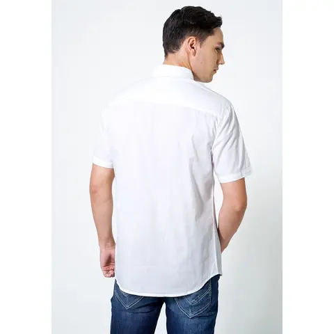 TRIPLE Kemeja Poplin Lengan Pendek Slim Fit (SS 413 WHT) - Putih 100% Original Termurah ( ORDER WAJIB TANYA SIZE ) foto 3