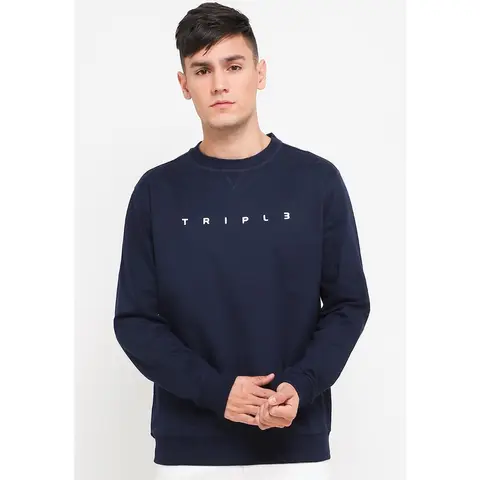 Foto produk TRIPLE Sweatshirt Unisex (YSW 002 NVY) - Navy 100% Original, kategori Training Rominsy Jeans